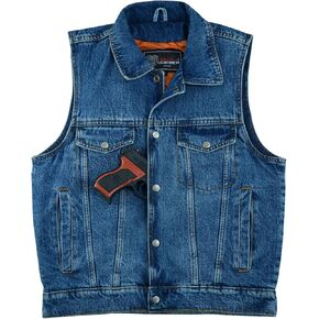 Mens Motorcycle Riding Snap Button Light Weight Denim Shirt Collar Jean Style Vest Black & Blue in Saudi Arabia