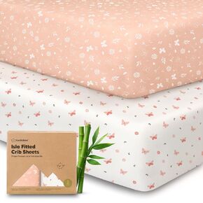 KeaBabies 2-Pack Baby Crib Sheets for Boys, Girls, 52x28 Fitted (Cameo) | Viscose Derived from Bamboo, Toddler Bed Sheets Neutral, Fitted Crib Mattress Sheet for Standard Baby Bedding, Soft, Cozy in Kuwait
