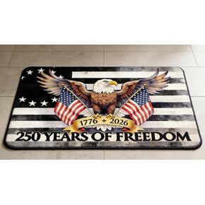 16x24 Inch 250 Years of Freedom 1776-2026 Patriotic Doormat, Bald Eagle with American Flags Welcome Mat for Front Door, Retro USA Independence Day Entryway Rug for Indoor Outdoor Decor in Saudi Arabia