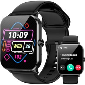 Smart Watch, 1.85" HD Smartwatch for Men Women (Answer/Make Calls), Fitness Watch with Heart Rate/Sleep/IP68 Waterproof/120+ Sports Modes, Pedometer, Android Smart Watch for Android iOS (Black) in Saudi Arabia