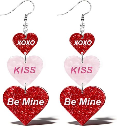 Heart Earrings Valentine Earrings for Women Valentines Day Gifts for Her Pink Valentines Dress Shirts Outfits Accessories for Women in Saudi Arabia