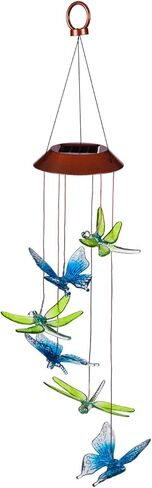 Evergreen Garden جميل صيفي ملون اليعسوب والفراشة الشمسية المعلقة - 5 × 5 × 26 بوصة ديكور خارجي مقاوم للبهتان والطقس للمنازل والساحات والحدائق in Kuwait