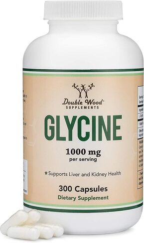Glycine Supplement - 1,000mg Glycine Powder per Serving (300 Capsules) Relaxing Amino Acid for Sleep (Glicina) (Manufactured in The USA, Third Party Tested, Gluten Free, Non-GMO) by Double Wood in Saudi Arabia