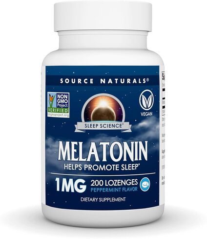 Source Naturals Melatonin, Helps Promote Sleep*, 1 mg - 200 Peppermint Flavored Lozenges in Kuwait