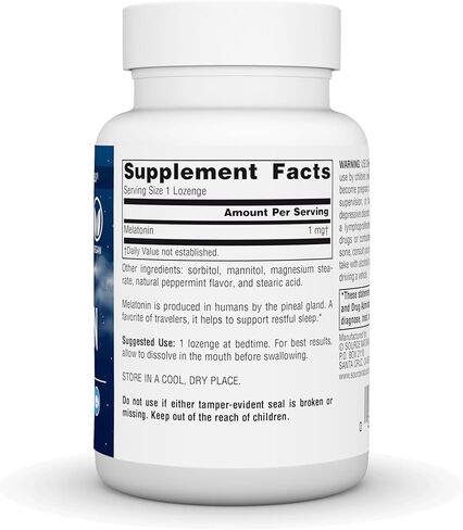 Source Naturals Melatonin, Helps Promote Sleep*, 1 mg - 200 Peppermint Flavored Lozenges in Kuwait