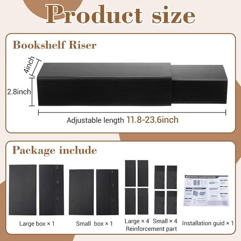 Thyle 1 Set Bookshelf Riser 2 Levels - Nesting Assembled PP Board Manga Shelf Riser for Books Collection Organizer, Space-Saving Display Stand for Books, Manga, DVDs, CDs (Black) in Kuwait