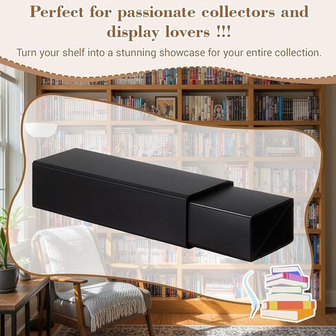 Thyle 1 Set Bookshelf Riser 2 Levels - Nesting Assembled PP Board Manga Shelf Riser for Books Collection Organizer, Space-Saving Display Stand for Books, Manga, DVDs, CDs (Black) in Kuwait