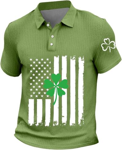 قمصان الرجال 2026 St Patricks Day قمصان الجدة المطبوعة بالعلم الأمريكي شامروك بأكمام قصيرة الأيرلندية المضحكة للعطلات تي شيرت غير رسمي in Kuwait