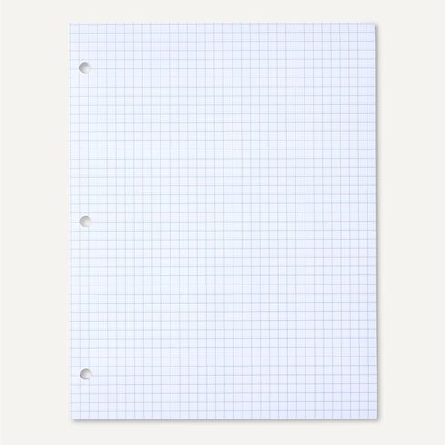 Amazon Basics Loose Leaf Paper, Graph Ruled Paper, 3 Hole Punched, 100 Sheets, 11" x 8.5", 6 pack, White in Saudi Arabia
