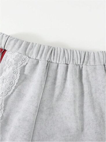 Girl's Lace Baggy Pants Striped Sweatpants Wide Leg Parachute Pants for Joggers Hip Hop Dance in Saudi Arabia