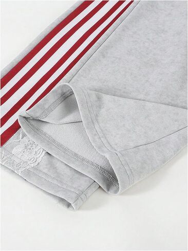 Girl's Lace Baggy Pants Striped Sweatpants Wide Leg Parachute Pants for Joggers Hip Hop Dance in Saudi Arabia