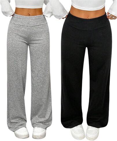 Girl's 2 Pack Sweatpants Straight Leg Baggy Trousers Casual Athletic Pants in Saudi Arabia