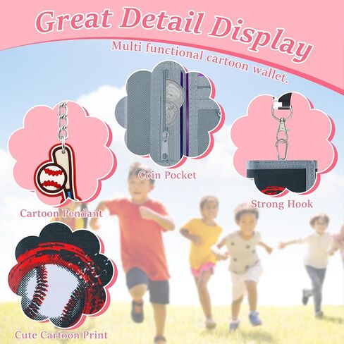 sundee Kids' Wallets for Boys and Girls, Trendy and Functional with Eye - Catching Charms and Matching Lanyards in Multiple Themes - Ideal for Every Little Explorer's Storage Needs-Baseball in Saudi Arabia