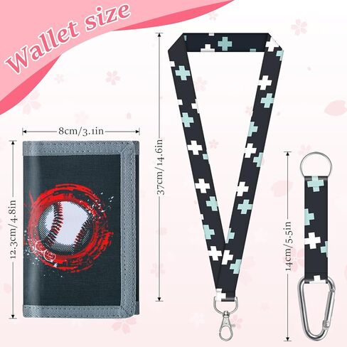 sundee Kids' Wallets for Boys and Girls, Trendy and Functional with Eye - Catching Charms and Matching Lanyards in Multiple Themes - Ideal for Every Little Explorer's Storage Needs-Baseball in Saudi Arabia