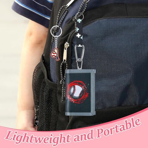sundee Kids' Wallets for Boys and Girls, Trendy and Functional with Eye - Catching Charms and Matching Lanyards in Multiple Themes - Ideal for Every Little Explorer's Storage Needs-Baseball in Saudi Arabia