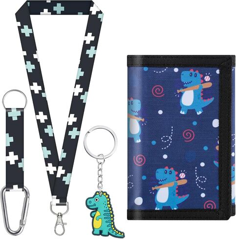 sundee Kids' Wallets for Boys and Girls, Trendy and Functional with Eye - Catching Charms and Matching Lanyards in Multiple Themes - Ideal for Every Little Explorer's Storage Needs-Baseball in Saudi Arabia