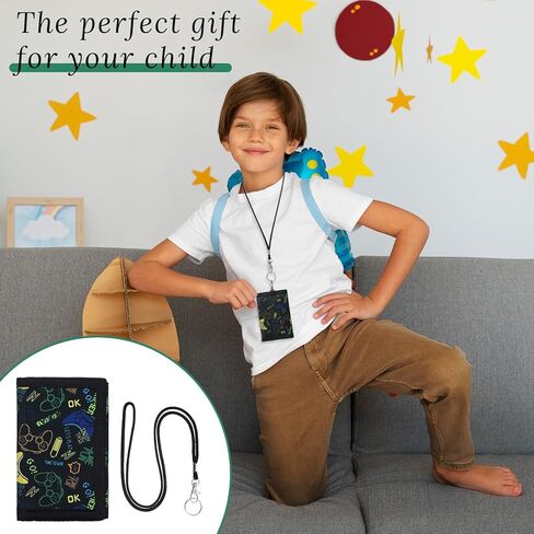 Wallet for Kids Boys 4-16 Trifold Wallet with Zippered Coin Pocket and Card Holders Canvas Outdoor Sports Wallets Children's Birthday Christmas Gifts Wallets Black Suitable Boy School Daily Uses in Saudi Arabia