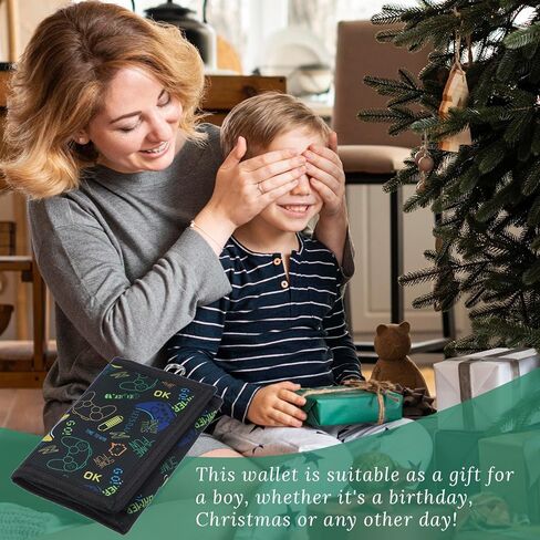 Wallet for Kids Boys 4-16 Trifold Wallet with Zippered Coin Pocket and Card Holders Canvas Outdoor Sports Wallets Children's Birthday Christmas Gifts Wallets Black Suitable Boy School Daily Uses in Saudi Arabia