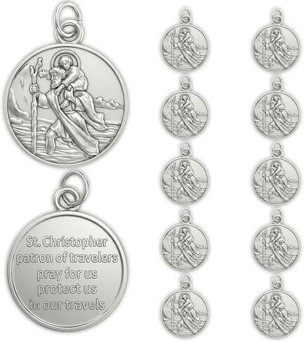 10 Pcs St Michael Medal Saint Michael Pendant,St Michael Pendant for Archangel Michael Necklace,San Miguel Arcangel Medalla Religious Medals for Men Women in Saudi Arabia