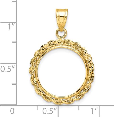 عملة المجوهرات 14k مصقول حبل 16.5mm الشق عملة الحافة قلادة in Kuwait