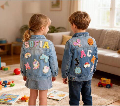 Personalized Kids Embroidered Denim Jacket - Custom Name & Cute Designs, Toddler to Youth Jean Coat, Perfect Birthday, Christmas & Back-to-School Gift for Boys & Girls in Saudi Arabia