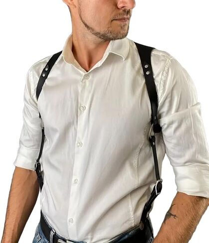 PENINSULA LOVE Men Leather Suspender Harness Body Belt Punk Chest Harness Adjustable Body Bondage Waist Belt in Saudi Arabia