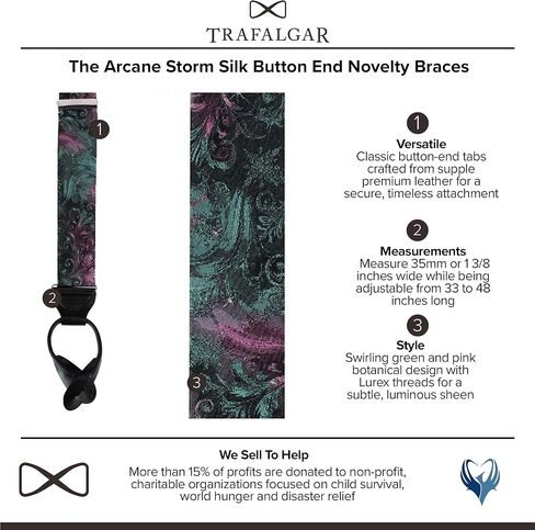Trafalgar Men's The Arcane Storm Silk Button End Novelty Braces (Suspenders) in Saudi Arabia