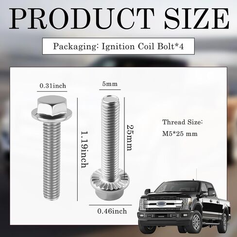 4PCS M5x25mm Car Ignition Coil Bolts OEM W714507S437,Stainless Steel Bolt Kit for Ignition Coils Compatible with Mercury Ford Lincoln,Automotive Replacement Ignitions Coils Bolt Set in Kuwait