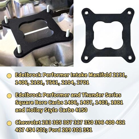 9265 محرك المكربن ​​عازل للحرارة مربع تتحمل طوقا فاصل يناسب Edelbrock أداء المدخول وسلسلة الرعد الكربوهيدرات مربع تتحمل، هولي نمط 4150 الكربوهيدرات المزدوج الطائرة مركز مفتوح in Kuwait