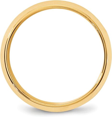 14k Yellow Gold 8mm Beveled Edge Wedding Band Ring for Men or Unisex Comfort Fit Polished Finish Classic Plain Band Durable Timeless Design Engravable Solid Gold Jewelry Traditional Wide Ring in Saudi Arabia