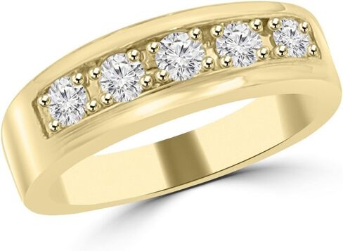1.00 Men's Round Cut Diamond Wedding Band Ring (Color G Clarity SI-1) in 14 kt White Gold in Saudi Arabia
