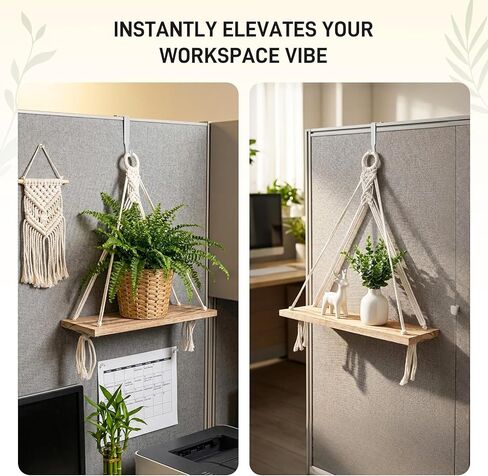رف مقصورة معلق - عبوتان، رف مقصورة بوهو مع حبل منسوج يدويًا، ملحقات حجرة لديكور المكتب، المنظم، التخزين في أماكن العمل in Kuwait