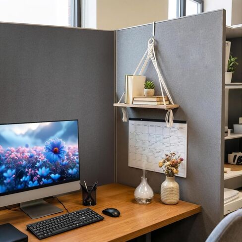 رف مقصورة معلق - عبوتان، رف مقصورة بوهو مع حبل منسوج يدويًا، ملحقات حجرة لديكور المكتب، المنظم، التخزين في أماكن العمل in Kuwait