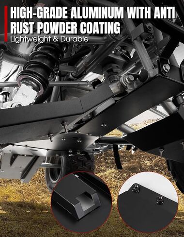 A & UTV PRO Aluminum Skid Plate Guard Kit for Yamaha Raptor 700/700R 2006-2025 Accessories, Full Chassis & Swing Arm Frame Protector Durable Black Powder Coated Guard for Off-Road ATV in Saudi Arabia