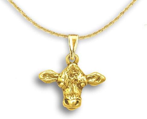 14k Gold Cow Pendant - Handcrafted Farm Animal Gifts in Saudi Arabia