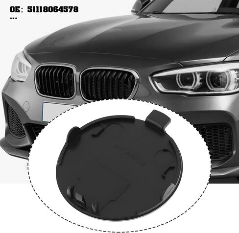Car Front Tow Bar Cover 51118064578 Front Bumper Trailer Cover Accessory Towing Eye Cover Compatible with BMW 1 Series Black in Saudi Arabia