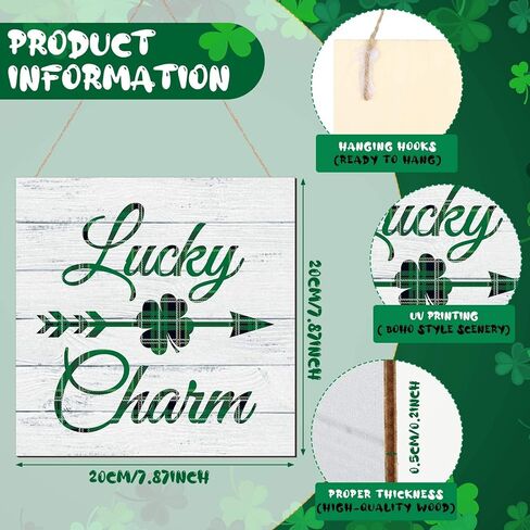 Gerrii 4 Pieces St. Patrick's Day Wall Hanging Shamrock Welcome Wooden Sign Decor Irish Clover Hanging Lucky Buffalo Plaid Truck Decor Home Farmhouse Plaque for Holiday in Saudi Arabia