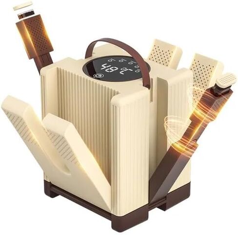 Heapsion 6-Arm Shoe Dryer and Deodorizer, Fast 360° Drying in 15s with Rose Salt Box, Foldable Boot Dryer with Timer for 3 Pairs, Portable for Travel, Home, Gym in Saudi Arabia