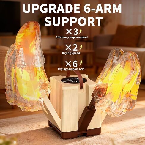Heapsion 6-Arm Shoe Dryer and Deodorizer, Fast 360° Drying in 15s with Rose Salt Box, Foldable Boot Dryer with Timer for 3 Pairs, Portable for Travel, Home, Gym in Saudi Arabia