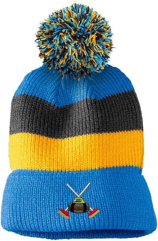 Custom Vintage Pom Pom Beanie Sport Curling Gear Logo Embroidery Acrylic in Saudi Arabia