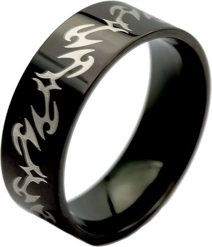 Black Stainless Steel Ring Tribal Gothic Band 8mm in Saudi Arabia