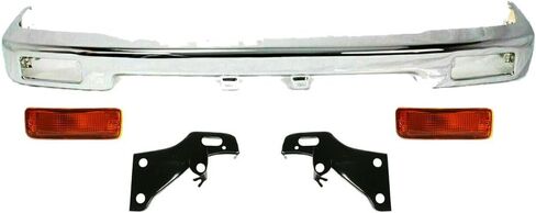 Front Bumper Chrome Steel + Brackets + Lights 2WD 5210135070 TO1002102 5201235060 5201135060 8151089134 TO1067107 TO2521107 TO1066107 9613711, 3-7 Days Delivery in Kuwait
