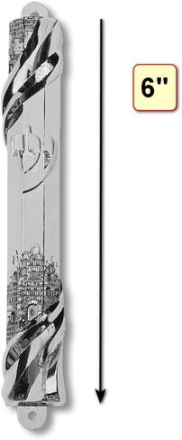 My Daily Styles Mezuzah Case - Metal Silver-Tone Jewish Blessing for Home Old City Design, 6" in Saudi Arabia