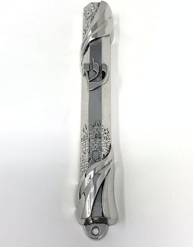 My Daily Styles Mezuzah Case - Metal Silver-Tone Jewish Blessing for Home Old City Design, 6" in Saudi Arabia