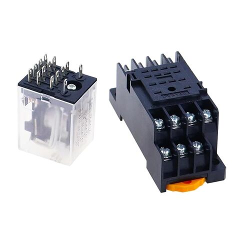 مرحل توصيل HH54P MY4NJ مع مقبس، 4PDT 14 دبوس، اتصال فضي 5A، طاقة تيار مستمر، مرحل وقت للأغراض العامة مع حماية من الإيبوكسي (110 فولت تيار متردد) in Kuwait