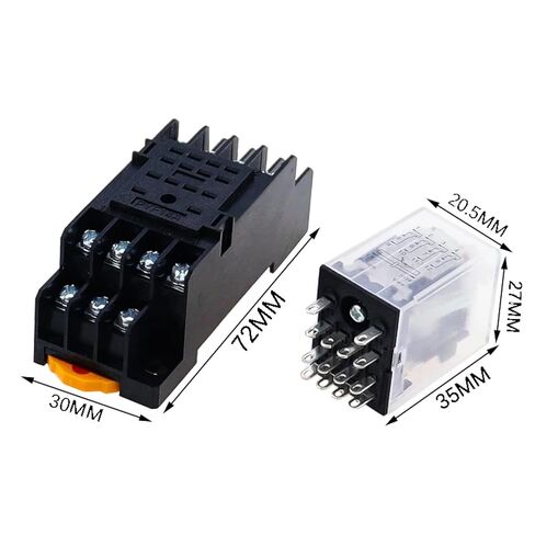 مرحل توصيل HH54P MY4NJ مع مقبس، 4PDT 14 دبوس، اتصال فضي 5A، طاقة تيار مستمر، مرحل وقت للأغراض العامة مع حماية من الإيبوكسي (110 فولت تيار متردد) in Kuwait