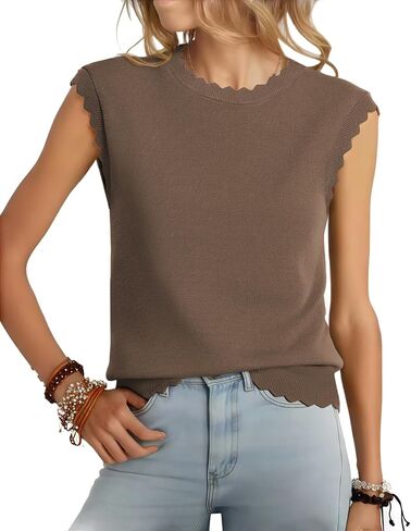Womens Sleeveless Sweater Vest 2026 Spring Summer Crew Neck Knit Tops Business Casual Cute Scallop Tank Top in Kuwait