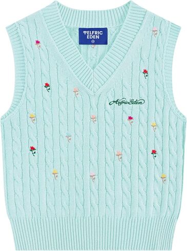 Aelfric Eden Women's Sweater Vest Fashion Knit Y2K Sleeveless Pattern Style Crop Tank Top for Girl in Saudi Arabia