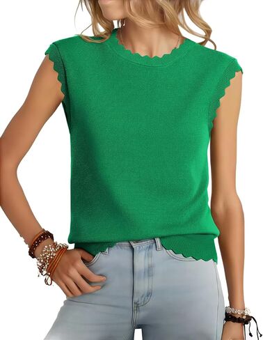 Womens Sleeveless Sweater Vest 2026 Spring Summer Crew Neck Knit Tops Business Casual Cute Scallop Tank Top in Kuwait