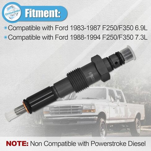 6760301 مجموعة من 8 حاقن وقود متوافق مع Ford F250/F350 1983-1994 IDI 6.9L 7.3L غير متوافق مع ديزل Powerstroke in Kuwait
